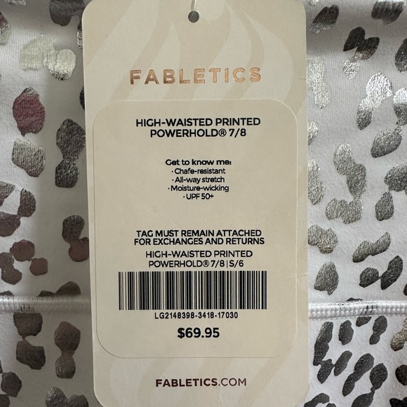 Fabletics High-Waisted Powerhold 7/8 Legging - White and Silver Leopard - Picture 3 of 3
